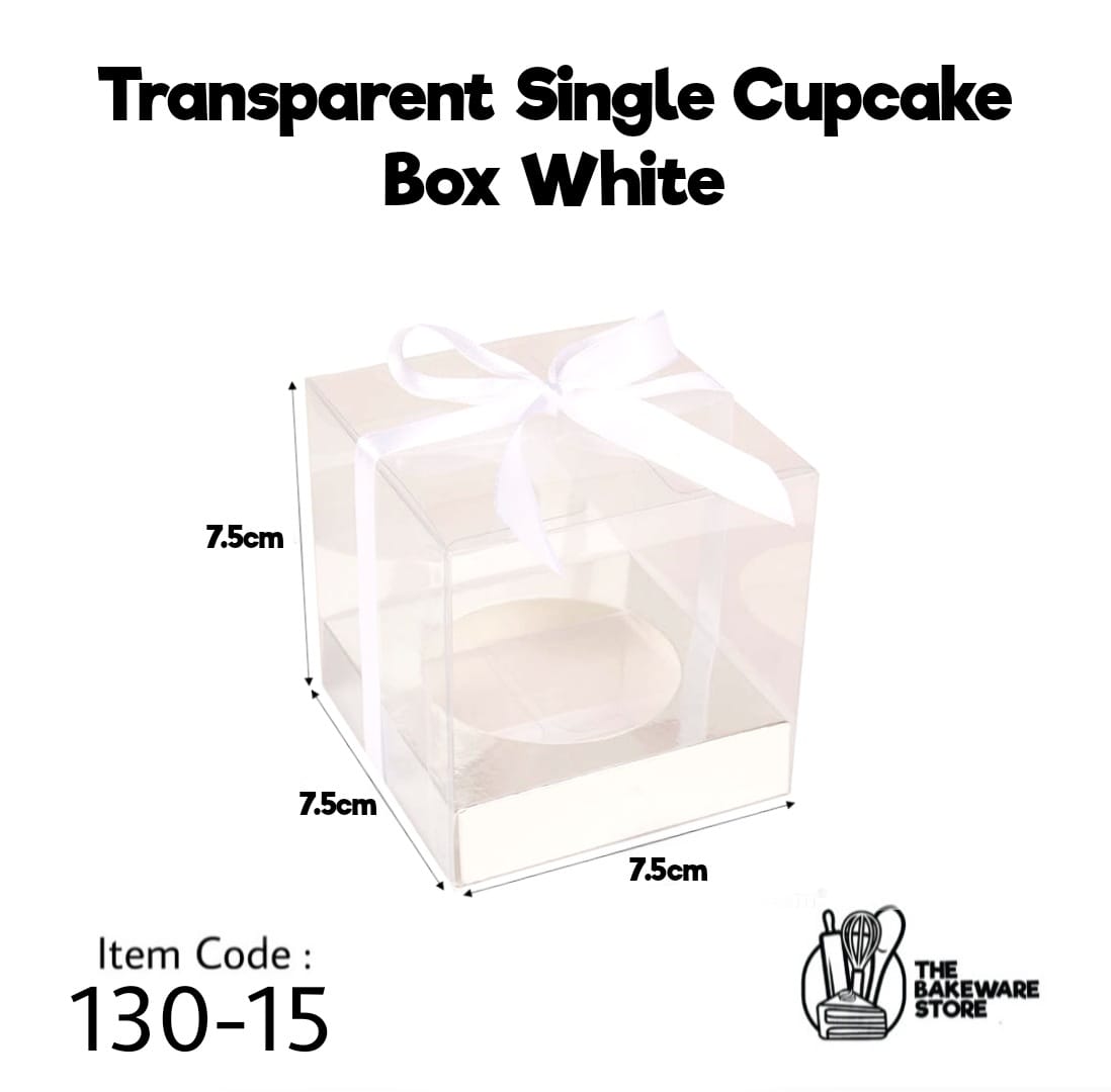 Transparent Single Cupcake Box White